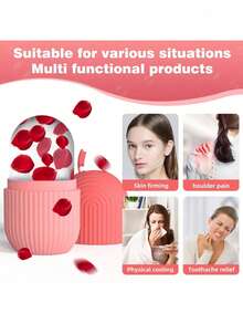 1/3pcs Facial Ice Roller Beauty Massage Set: Ice Roller + Gua Sha Board + Ice Cube Tray, Suitable For Eyes, Neck And Face, Ice Facial Roller Mold, Skincare Tool - Multicolor - View 3