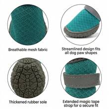 4pcs Breathable Dog Boots, Premium Mesh Paw Shoes With Rubber Sole And Hook & Loop, Suitable For Small And Medium Dogs, Waterproof Design Protects Paws From Hot Asphalt Burns, All-Season Paw Protection, Lightweight And Comfortable, Perfect For Spring, Summer, Autumn Outdoor Walks, Multiple Sizes Available - Multicolor - View 3