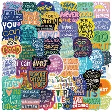 [New]50pcs Cartoon Inspirational English Stickers For Luggage, Notebook, Tablet, Phone - 50 - View 1