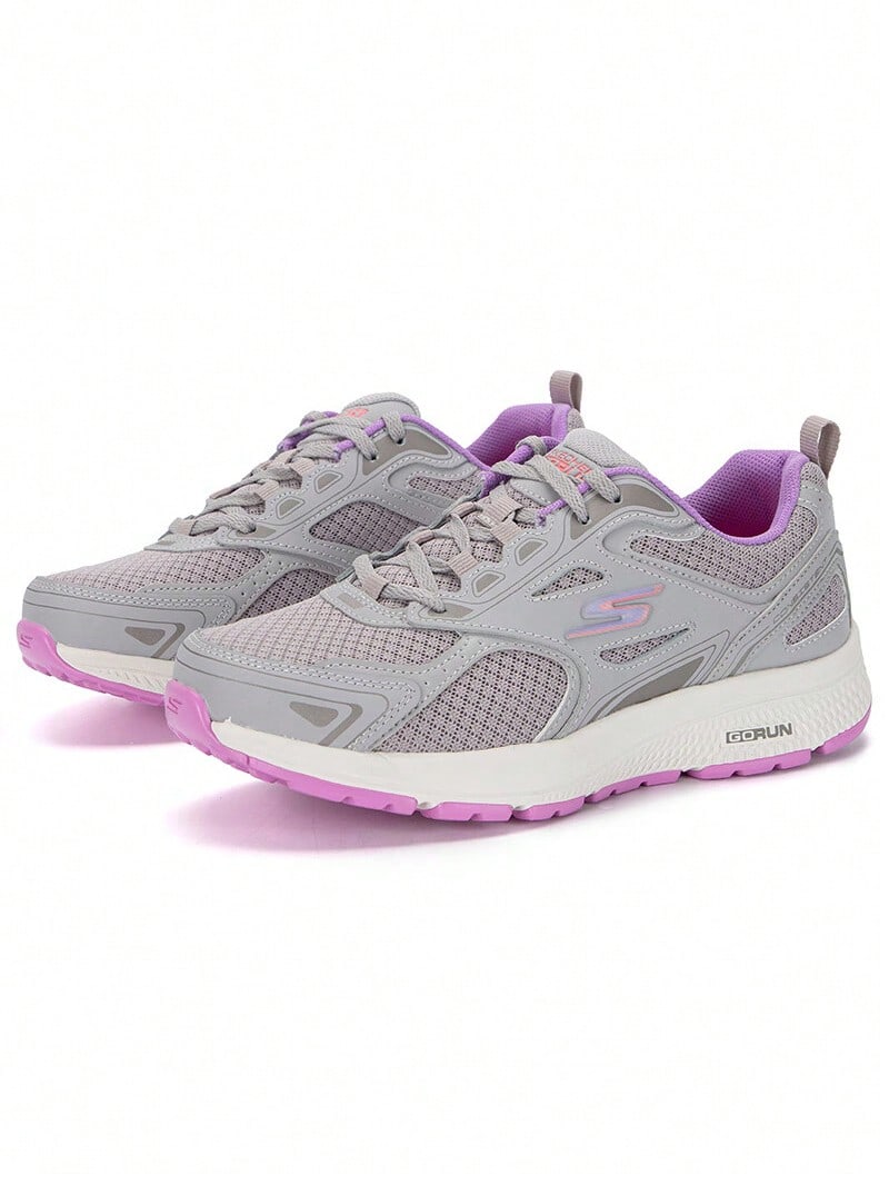 Skechers Women's GO RUN Breathable Mesh Cushioned Durable Non-Slip Running Shoes - Gray Purple - View 1