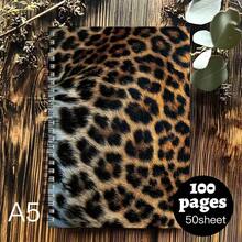 1pc Leopard Print Spiral Notebook, Beautiful Spiral Notebook, Suitable For Women, Suitable For Her, Sweet Diary And Notes, Sweet Notebook, Diary - One Book (50 Pages, 100 Pages) - View 1