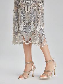 Rich Radi Q's Women's Colorblock Vintage Embroidered Dress For Vacation And Daily Wear, Spring Summer Autumn - Blue and White - View 6