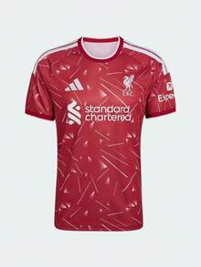 Adidas Men's LFC H JSY Short Sleeve Knit Collarless T-Shirt TKA6852 - Red and White - View 2