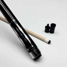 Billiard Pool Cue, Maple Wood Shaft, Ornate Carved Handle, 2‑Piece Construction For Home & Club Use - Black - View 3