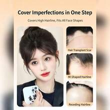 1PC Women/Girls Clip-In Bangs Hair Extension, Natural Realistic 3D Ultra Thin Fringe Hair Piece With Sideburns, Single Piece Frontal Hair Extension For Daily Wear Party Styling, Halloween Christmas Costume Accessory, Gift Choice For Women And Girls - Multicolor - View 1