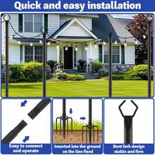 6 Pack String Light Poles – Height Adjustable Outdoor Light Poles, Sturdy Metal With Rust-Resistant Coating, Forked Base For Easy Ground Insertion, Garden Patio Backyard Lighting - Black - View 5