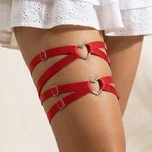 2pcs Punk Style Double Layer Thigh Chain Leg Body Chain Gothic Leg Harness Leg Chain Fashion Beach Club Party Body Jewelry - Red - View 3