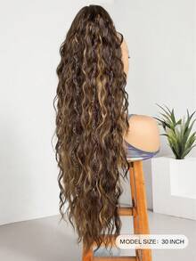 30 Inch Long Wavy Half-Up Hairstyle, Multi-Layer Synthetic Heat-Resistant Wig, Wavy Heat-Resistant Fiber Wig, 4 Curly Braids. Black And Brown Long Hair Accessories, Suitable For Party And Daily Styling, Suitable For All Women., Halloween - Multicolor - View 6