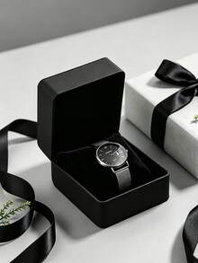 Black High-End Matte Watch Jewelry Storage Box Gift Box, With Sponge, Unisex, Light-Absorbing Velvet Sponge Spring Box, Black Watch Gift Box, Elegant Packaging Box, Perfect Gift, Harajuku Style Fashion Watch Gift Box, Student Gift Watch Gift Box, Watch Storage Box, Bracelet Watch Buddhist Beads Storage Box - Multicolor - View 6