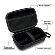 Hard EVA Travel Electronics Organizer Bag, Portable Power Bank Charger Cable Storage Pouch, Shockproof Waterproof Small Accessories Carrying Bag, Can Store Charger, Earphones, Lipstick, Cosmetics, Travel Essentials - Black - View 3