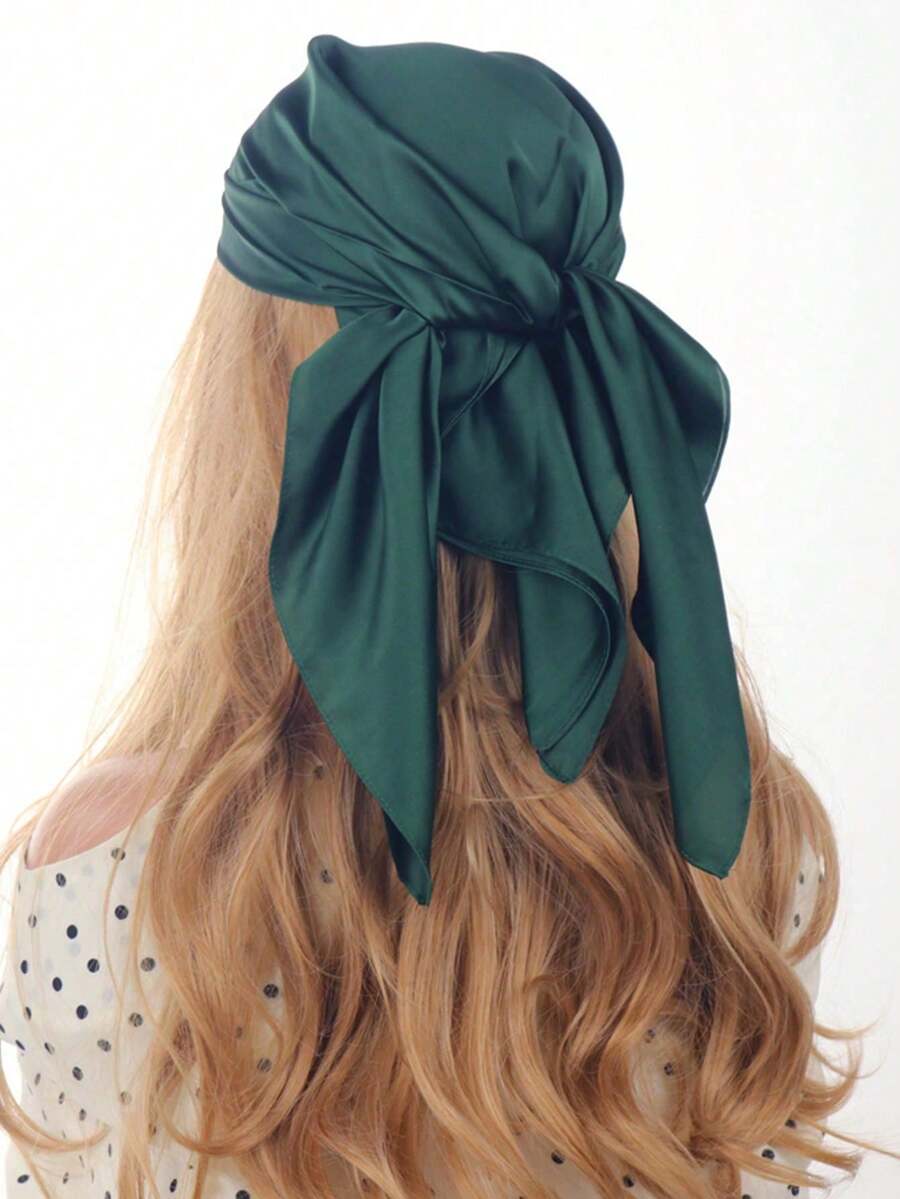 1pc Faux Silk Printed Square Scarf Headband Fashion Multi-Functional Small Neck Scarf Suitable For Daily Use - Multicolor - View 1