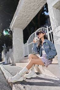 Tênis Casuais Femininos Kappa com Sola Grossa, Design Retrô com Cadarço, Tênis Chunky Aumentador de Altura, Respirável, Leve, Estilo Vintage, Sapatos Esportivos para Uso Diário - Branco Clássico/Queijo Branco - Visão 2
