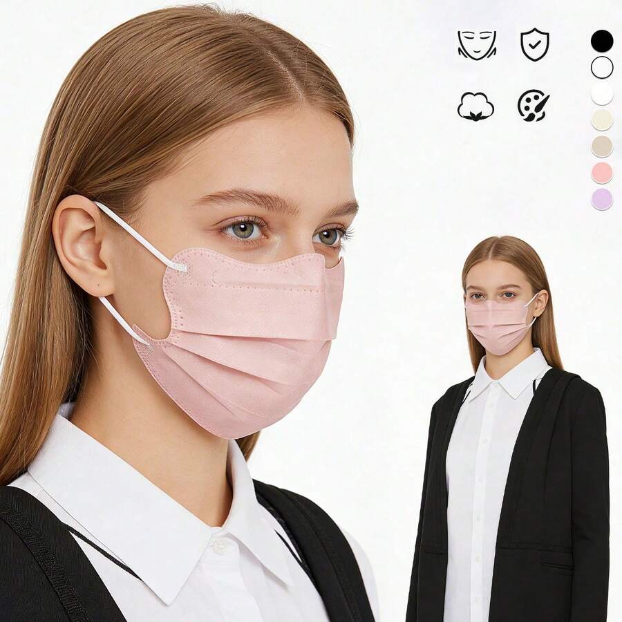 10pcs Individually Wrapped 3-Layer Disposable UV Protection Face Masks, Unisex, Portable, 10pcs And Single Pack Options, Suitable For Daily Outdoor Use - Multicolor - View 1