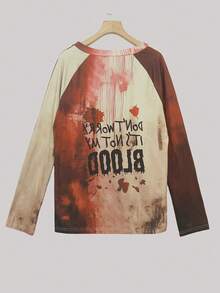 Women's Slogan Print V-Neck Raglan Long Sleeve Casual T-Shirt - Multicolor - View 3