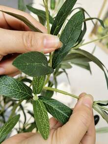 1pc New Artificial Olive Branch, 120-180cm Long, Artificial Plastic Leaves, Suitable For Indoor And Outdoor Use, Realistic Artificial Plant, Suitable For Home, Office, Garden And Room Decoration - Multicolor - View 2