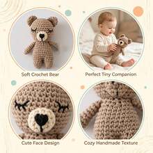 Handmade Crochet Baby Soothing Toy Bib, Mother And Baby Gift, Baby Keepsake Gift, Easter Gift, Children's Bedding Suitable For Babies 0+ - Light Brown Sleeping Bear - View 1