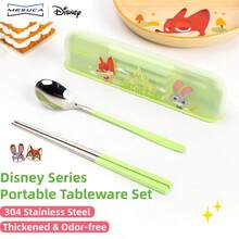 Mesuca Portable Reusable Cutlery Set Disney Character Series Mixed Colors Thick Odorless Compact Storage Box Suitable For Travel Office School Daily Dining 1 Set - Multicolor - View 4