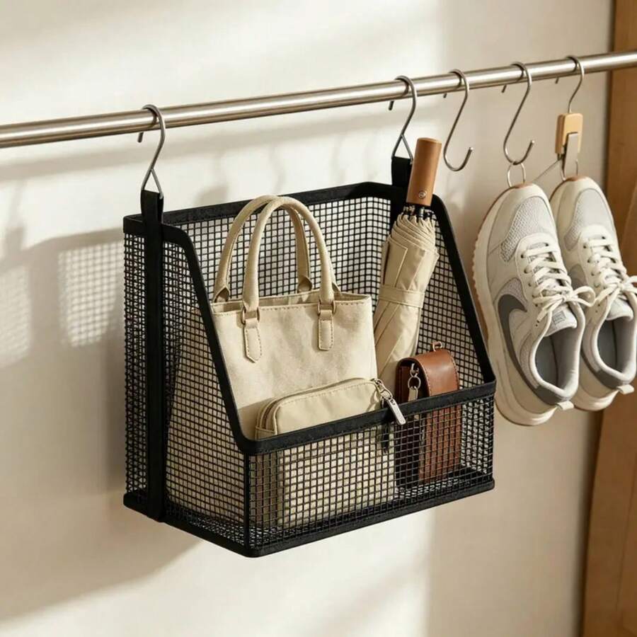 OrdoVault 1/2/3/4pcs Hanging Closet Organizer Storage Bags, Hanging Storage Device, Storage Basket, Foldable, Water-Repellent Mesh, Metal Hooks, Breathable And Weighable, Metal Hooks, Ideal Choice For Home Storage And Closet Organization - View 1