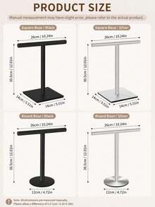 1pc T-Shaped Desktop Towel Rack, Drill-Free Standing Metal Hand Towel Holder, Bathroom Vanity Kitchen Countertop Small Towel Storage, Matte Black/Silver Dual Color Options Desktop Towel Rack, Jewelry Storage Rack, Bathroom Towel Bar, Countertop T-Shaped Toilet Paper Holder, Storage Rack - Multicolor - View 11