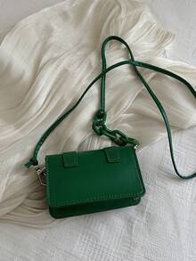 Mini Acrylic Decorative Chain Lipstick Crossbody Bag - Green - View 6