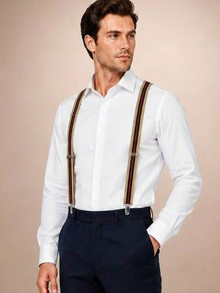 2.5cm High Elasticity Suspenders For Men - Champagne - View 1