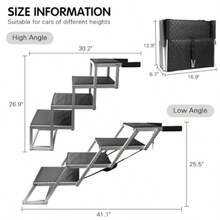Folding Dog Stairs For Car, 16.9" Wide 4-Step Non-Slip Pet Steps Portable Pet Stairs For Vehicle Access, Large Dogs, SUVs, Trucks And Home Use - Black - View 3