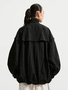 Nike Women's Embroidered Colorblock Zip-Up Long Sleeve Sports Jacket Street Fashion - Black - View 2