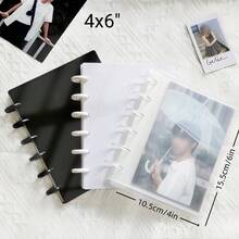 1件裝可愛4x6相簿，K-Pop 6吋明信片照片收納本，純色黑/白/透明DIY貼紙手冊，純色簡約氛圍單格相簿，PP活頁，用於存放照片卡、家庭照片儲存與展示 - 純色 - 查看 7