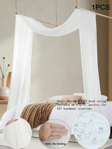 1pc Bed Canopy With Beaded Chain Set, Semi-Transparent Fabric Bed Cover, Princess Bed Curtain, Blackout Window Curtain, Window Drape, Double Bed Canopy Curtain, Adult Bed Canopy Or Bed Cover, Home Decor (Bead Strands Need DIY) - Canopy Style - View 15
