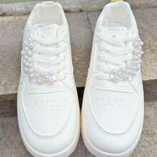 2pcs Silver Beaded Chain Accessories, Elegant Series White Sneakers Decoration, Flat Shoes Buckle, DIY Gift For Girlfriend - Silver - View 3