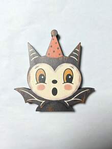 Decoración de Halloween Vintage para Interiores, Estantería de Bloque de Madera Retro, Fantasma Lindo, Calabaza, Gato Negro, Esqueleto, Búho Bruja, Regalo de Inauguración de Casa - Ver 14