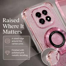 Shockproof Glitter Electroplated Magnetic Stand Phone Case, Compatible With Redmi 17 Note 17 15 14 13 12 11 Pro Plus - Pink - View 6