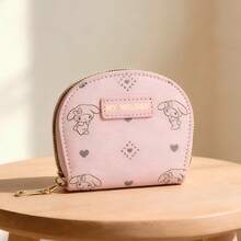 Mesuca Portable Daily Card Holder Wallet, Sanrio My Melody Theme, Pink Tone, Durable PU Fabric, Multiple Card Slots, Compact And Lightweight, Suitable For Short Trips, Outdoor Travel And Daily Storage, 1pc - View 1
