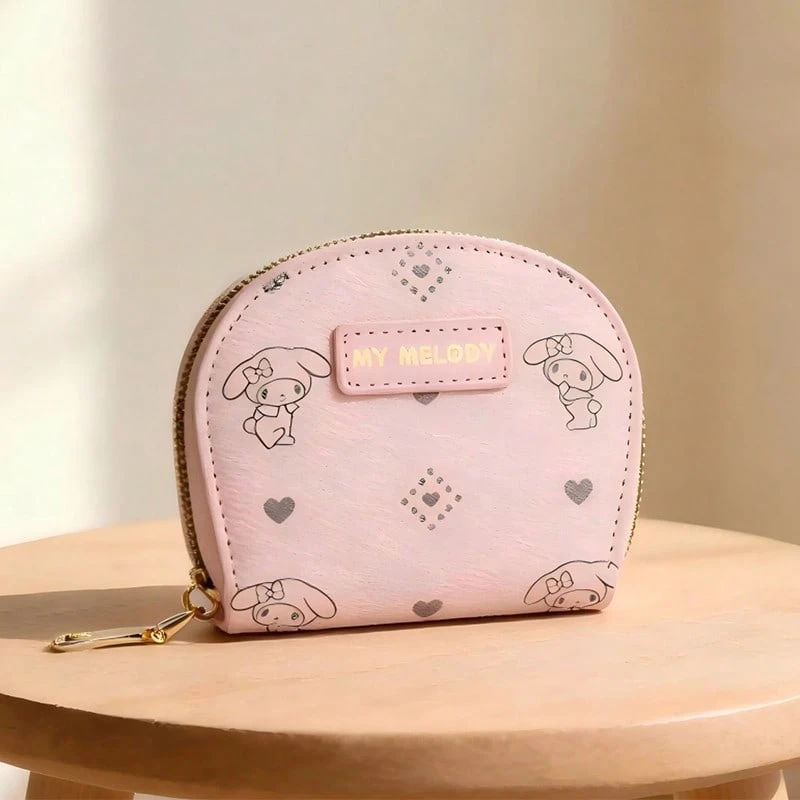 Mesuca Portable Daily Card Holder Wallet, Sanrio My Melody Theme, Pink Tone, Durable PU Fabric, Multiple Card Slots, Compact And Lightweight, Suitable For Short Trips, Outdoor Travel And Daily Storage, 1pc - View 1
