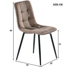 Dining Set (5-Piece), Dining Table With 4 Chairs Set, Modern Kitchen Table Set, 140*80cm Kitchen Table With Black Metal Legs, MDF Tabletop In White, Brown Velvet Dining Chairs - 白色 - 查看 4