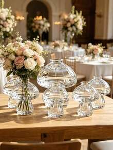 10/8/6/3/1pc Mushroom Shaped Transparent Plastic Vase, Cute Decorative Vase, Suitable For Home Decor, Wedding Centerpiece, Tabletop Floral Arrangement, Modern Style Vase, Suitable For Living Room, Dining Room And Office - Multicolor - View 7