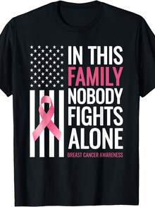 In This Family Nobody Fights Alone Breast Cancer Awareness T-Shirt, Unisex Tee - 款式 - 查看 1