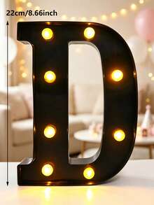 1pc 22cm Black DIY Spelling LED Letter Number Lamp, Battery Powered Luminous Alphabet Sign Light, Wedding Backdrop Decor Home Bedroom Decor Table & Wall Mount Decor Lamp For Holiday Celebration Birthday Wedding Party Favors - Black - View 27