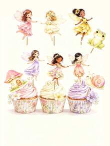 36 Pcs Fairy Cupcake Toppers, Birthday Party Decor Fairy Party Decorations For Cupcakes, Treat Trays And Dessert Tables - View 6