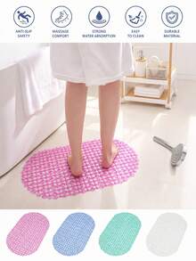 PVC Non-Slip Suction Cup Oval Bathroom Mat, Soft Foot Massage Pad, Anti-Slip Bathtub/Shower Room Bathroom Accessory - Non-slip Mat - View 4