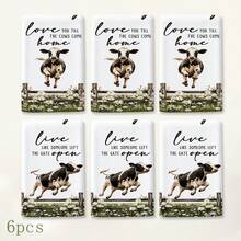 2pcs Cow Daisy Pattern Kitchen Towels, Vintage Western Country Farmhouse Style Soft Fabric Rectangular Text Print Hand Towels, Suitable For Equestrian Enthusiasts, Country Kitchen, Home Gatherings, Home Decor 4/6/8pcs Set - Multicolor - View 10