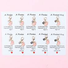 5pcs/10pcs 2D Flat Pink Pig Keychain Set, With "A Pocket Hug" Cards, Casual Keychain, Suitable For Holiday And Birthday Gifts For Friends - Pink - View 2