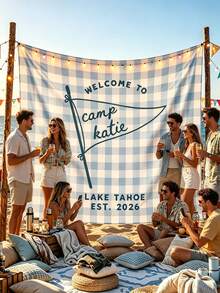 Personalized Camping Bachelorette Party Banner, Customized Party Welcome Backdrop, Suitable For Room Decor, Home Decor, Seasonal Multi-Purpose Romantic Theme Party Decoration Sign, Creative Bridal Shower Welcome Board, Suitable For Room Decor, Home Decor - Multicolor - View 4