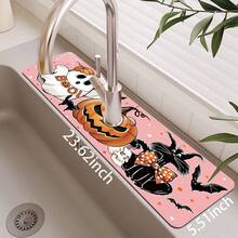 1pc Halloween Ghost Pumpkin Pattern Sink Faucet Absorbent Mat, Drainage Mat, Suitable For Kitchen, Bathroom Sink, Countertop, Drainage Mat, Diatomaceous Earth Material, Trimmable, Quick Dry Mat - Multicolor - View 13