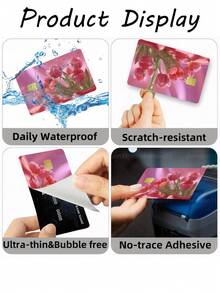 1pc Pink Tulip Official Credit Card Sticker Privacy Protection Card Skin, Romantic Floral Birthday Gift PVC Material Anti-Fingerprint Anti-Scratch Wear-Resistant Card Sleeve, Card Protector, Suitable For Men, Women, Couples, Small Chip Card, Bank Card, Credit Card, Transit Card, Student Campus Card Personalized DIY - Type a - View 5