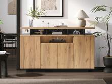 Natural Sideboard – 4 Shelves And 3 Drawers – Perfect For Living Room Or Office – 140x40x85cm - Natural - 查看 10