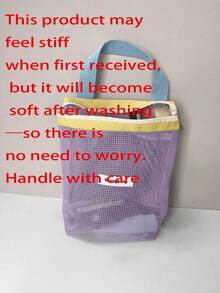 1pc Lightweight Mesh Toiletry Bag, Travel Makeup Bag, Large Capacity Portable Multi-Functional Storage Bag, Suitable For Storing Cosmetics And Skincare Products, Cute Handheld Design - Multicolor - View 8