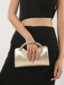 Bolsa Clutch DakotaFeminina para Casamento Festa de Gala e Eventos - Dourado - Visão 3