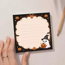 1 Pc Halloween Cartoon Memo Pad, Cute Ghost And Pumpkin Lantern Notepad, 50 Pages Halloween Spooky Atmosphere Notebook With Bats, Cute Ghosts And Pumpkin Lantern Sticky Notes, Suitable For Writing, Journaling And Office Work, Learning And Memory Aid, Perfect For Halloween - Multicolor - View 3