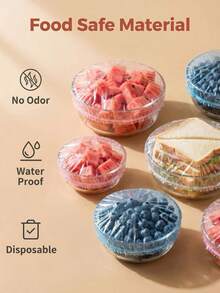 Color Edge Disposable Food Storage Covers, Elastic Stretch Plastic Bowl Wraps, Multicolor Rim Reusable‑Fit Food Saver Lids, 100/300/500 Counts, Refrigerator Leftover Preservation Sleeves For Kitchen Meal Prep Home Daily Use - View 8